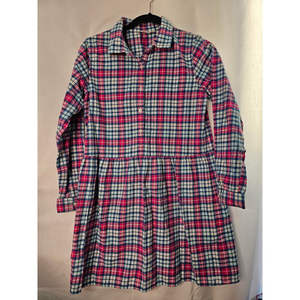 Vineyard Vines girls  flannel plaid dress Pink Blue size 16
